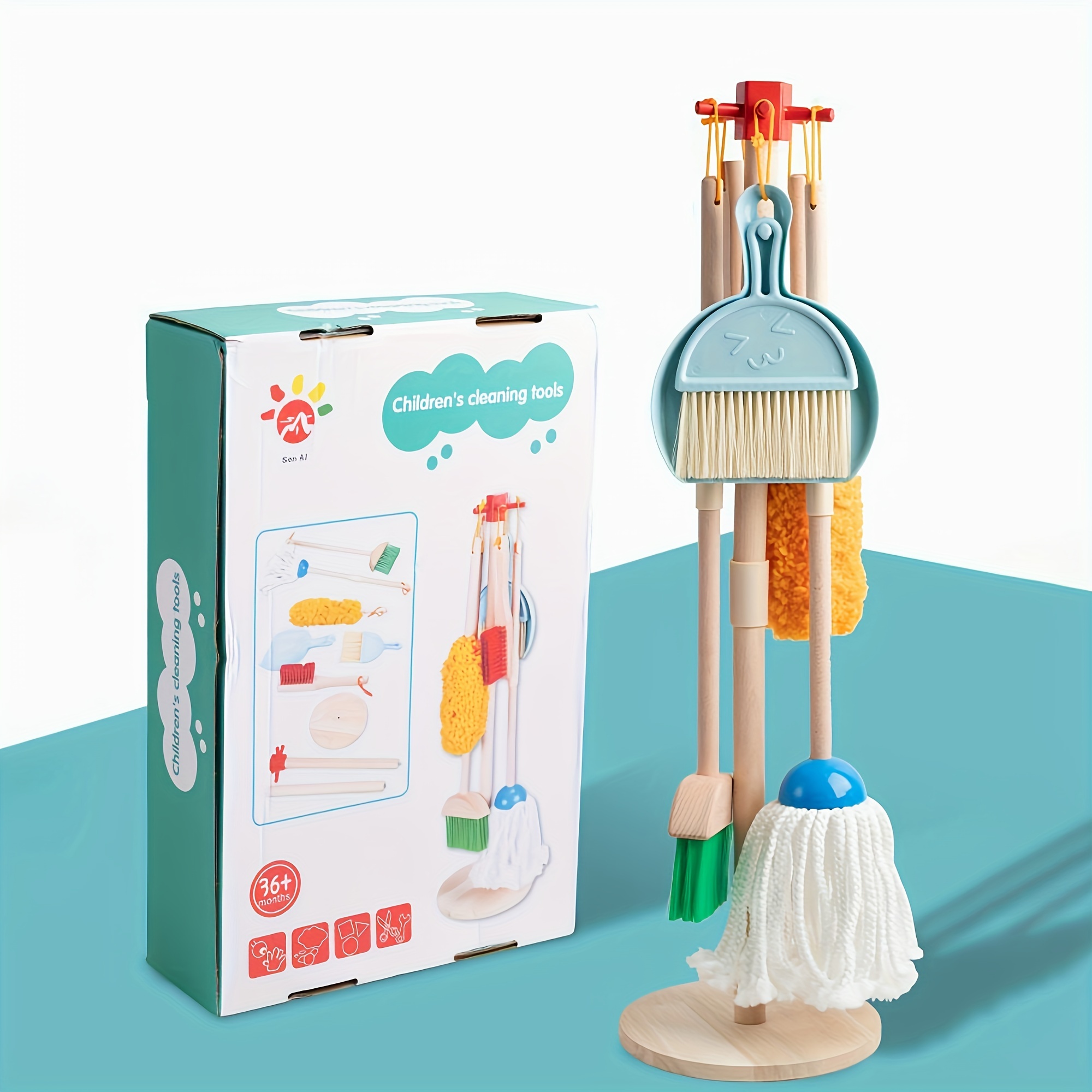 Wooden Kids Cleaning Set For Toddlers, Montessori Cleaning Toys