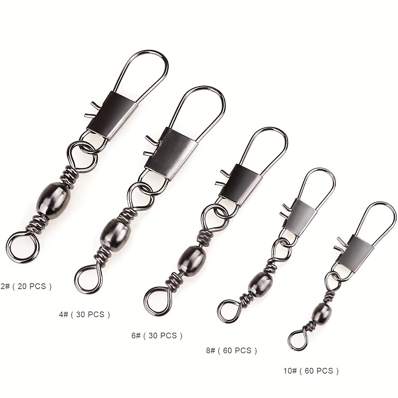 50/200pcs Premium Fishing Ball Bearing Swivels with Barrel Snap Connector -  Smooth Rotation, Strong and Durable, Essential Fishing Accessories
