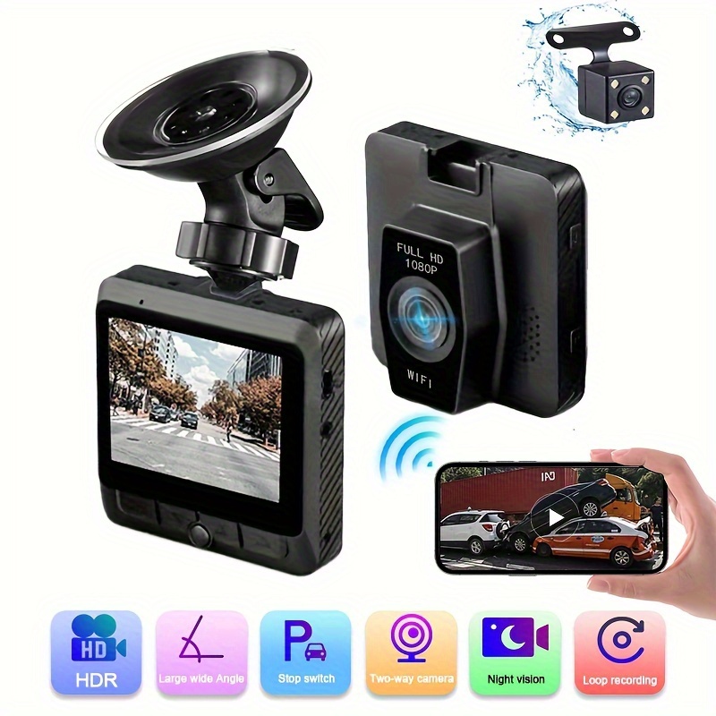 1080P HD WiFi Dash Cam with Wide-Angle Lens, Night Vision and