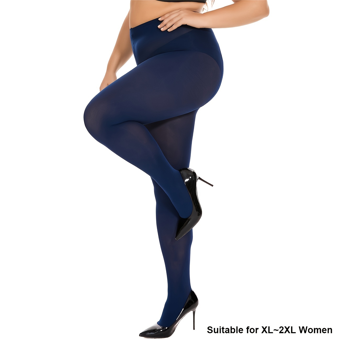 Navy Blue Opaque Tights Pantyhose Queen Size Lingerie L/xl for