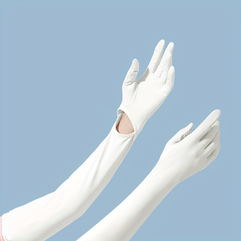 Sun Protection Gloves for Women Thin Ice Silk Full Finger Driving