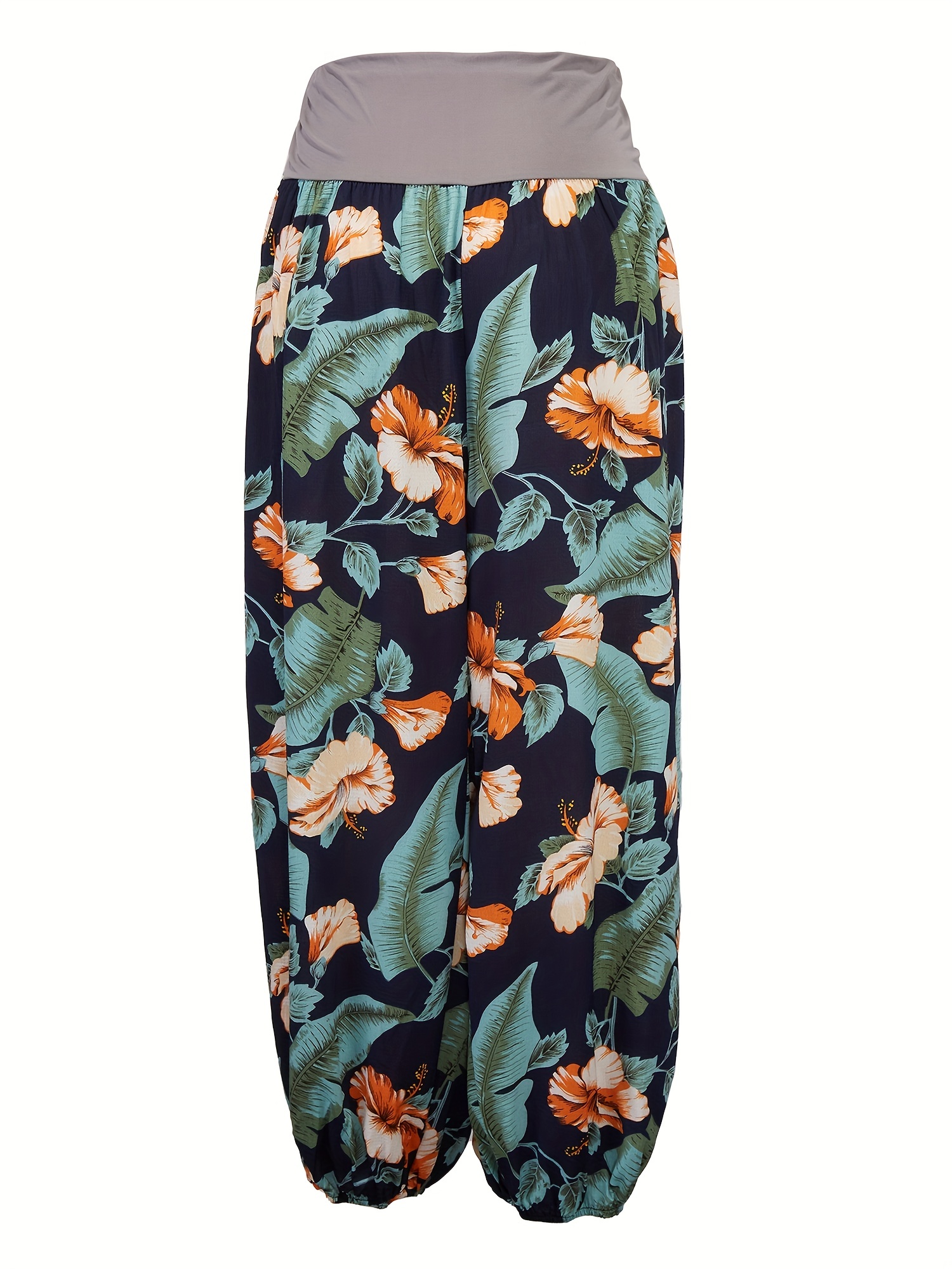 Pantalones anchos estampados en todo, pantalones sueltos con cordón boho  para primavera y verano, ropa de mujer