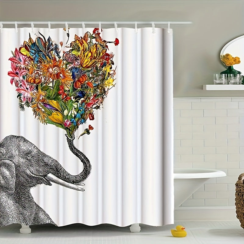 Colorful Elephant Decoration Shower Curtain Set Waterproof - Temu