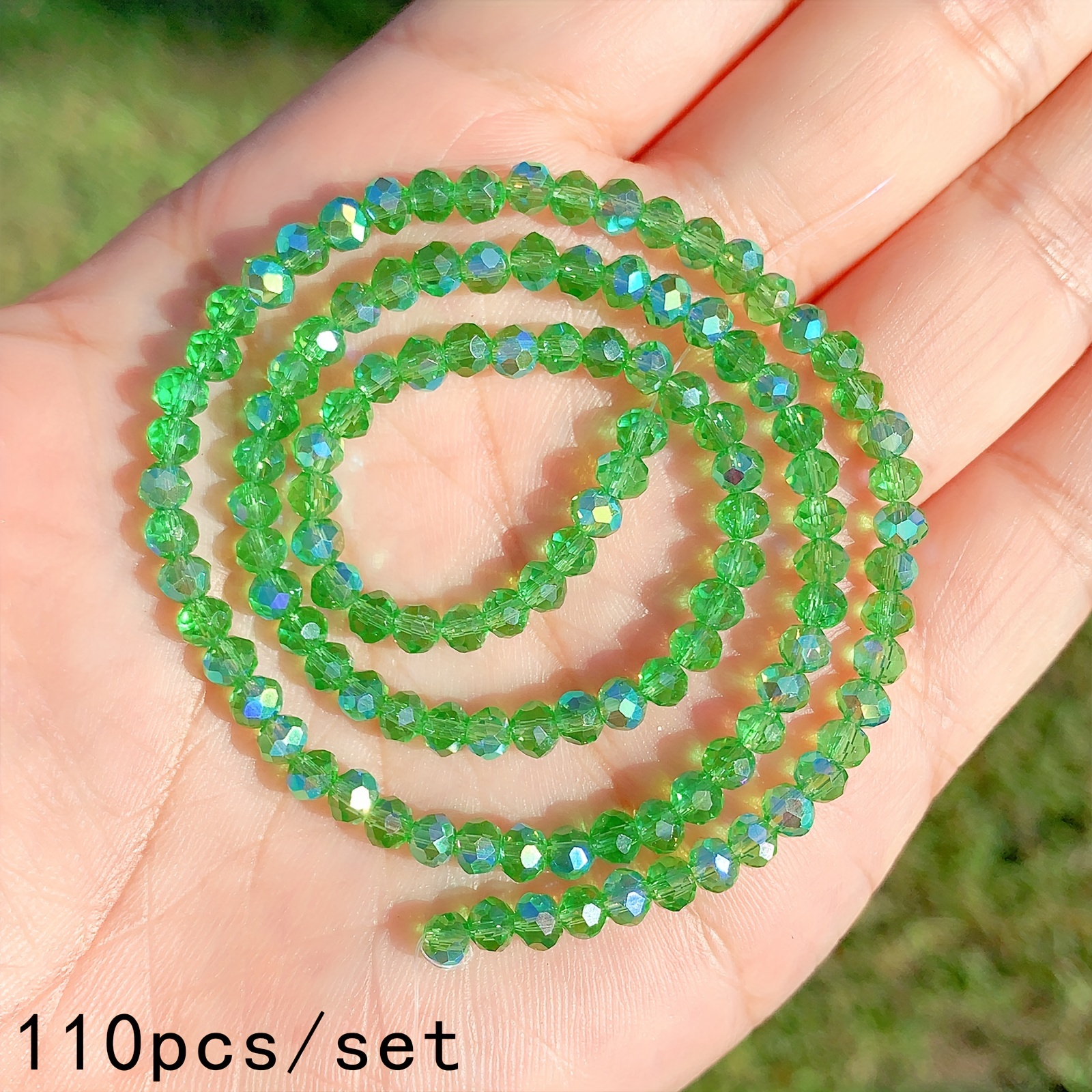 4/6/8mm, Green Imitation Crystal Beads, Faceted Rondelle Loose Spacer  Beads, For DIY Jewelry Making Bracelet Necklace Earrings Jewelry Accessories