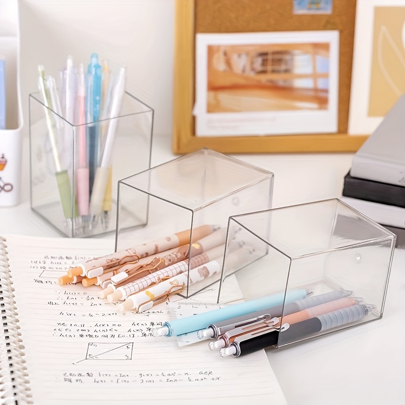 Acrylic Pen Holder Clear Desk Organizer Pen Organizer For - Temu