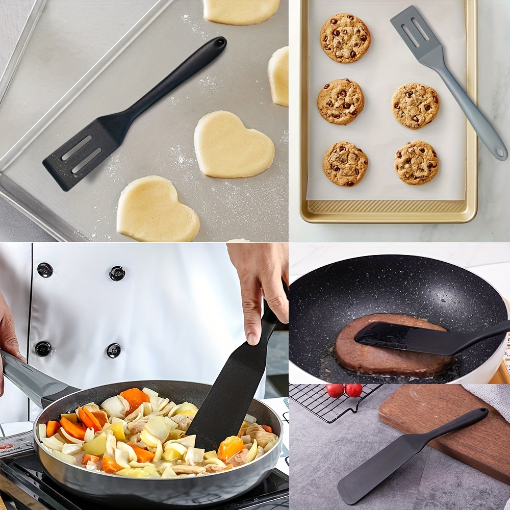Pieces Silicone Spatula Omelette Spatula Heat Resistant Pancake Turner  Non-stick Cooking Spatula For Cooking Burgers Pizza, Black