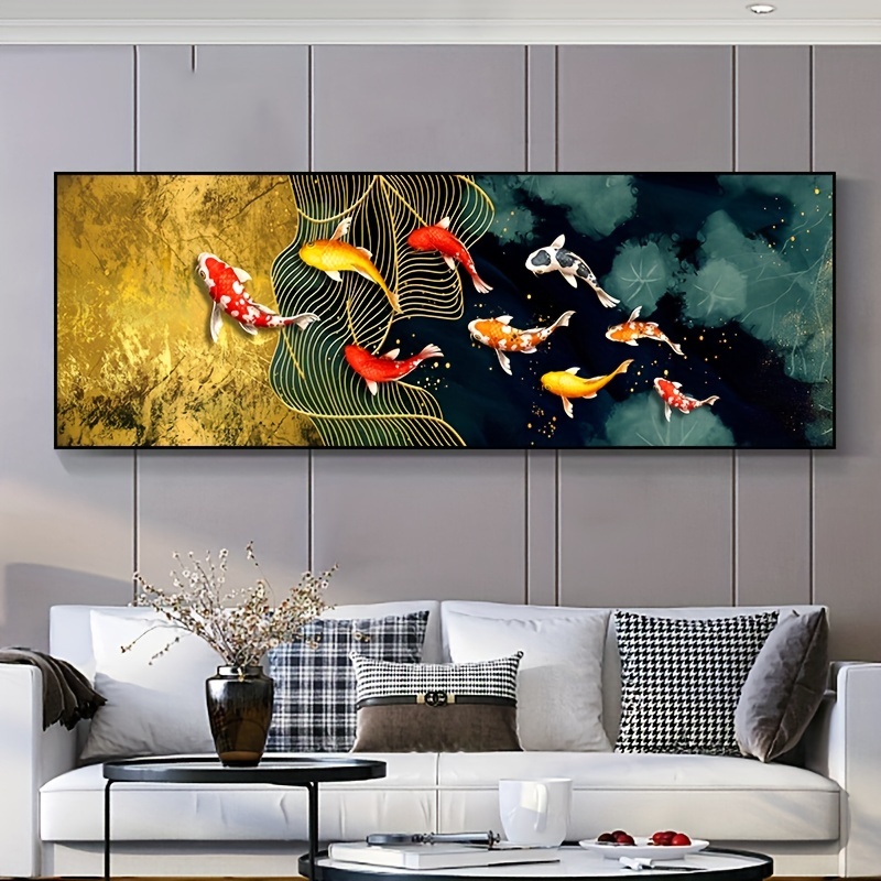 Home Decor. Wall Art. Colourful Koi Fish Painting on Canvas