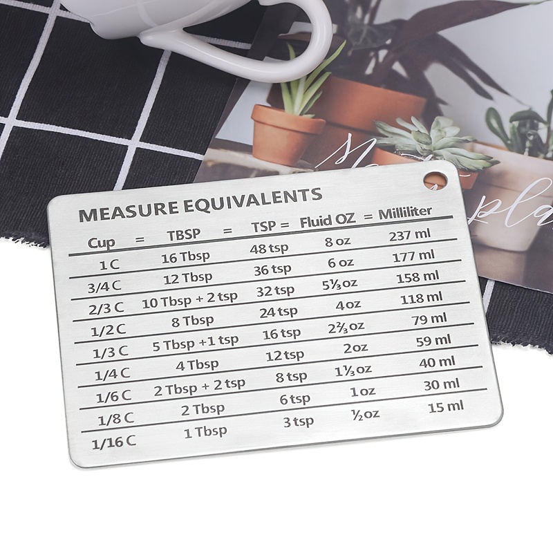 1pc Professional Kitchen Measurement Conversion Chart Magnet Stainless  Steel Baking Measuring Cups Scale Plate Accessories For Cups Tablespoons  Teaspoons Fluid Oz And Milliliters - Home & Kitchen - Temu Republic of Korea