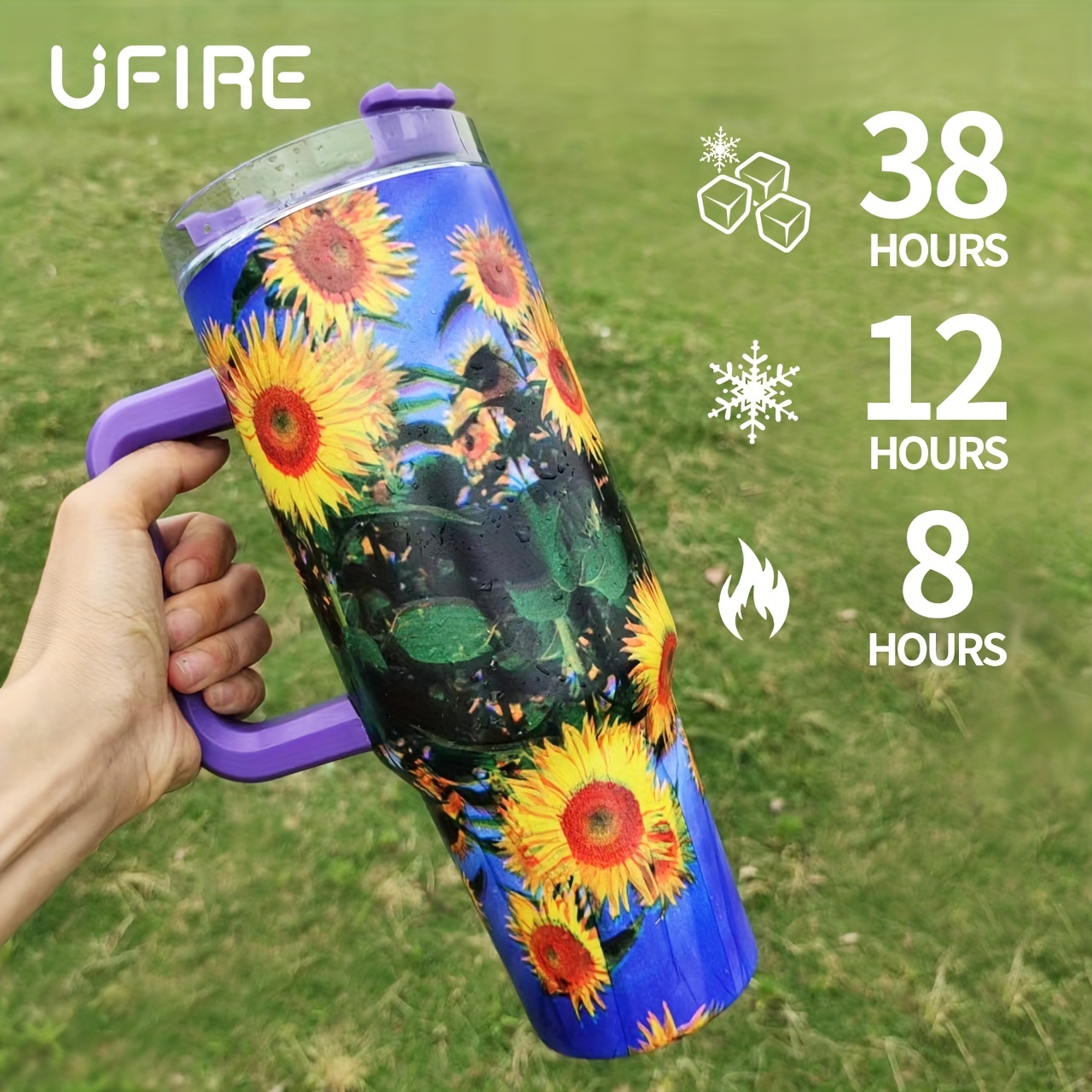 Sunflower Printed Insulated Tumbler Stainless Steel Travel - Temu