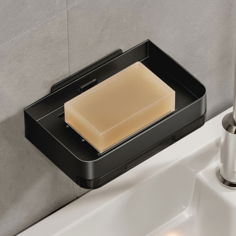 Soap Dish Storage Holder Black Aluminum Bathroom Soap Holder
