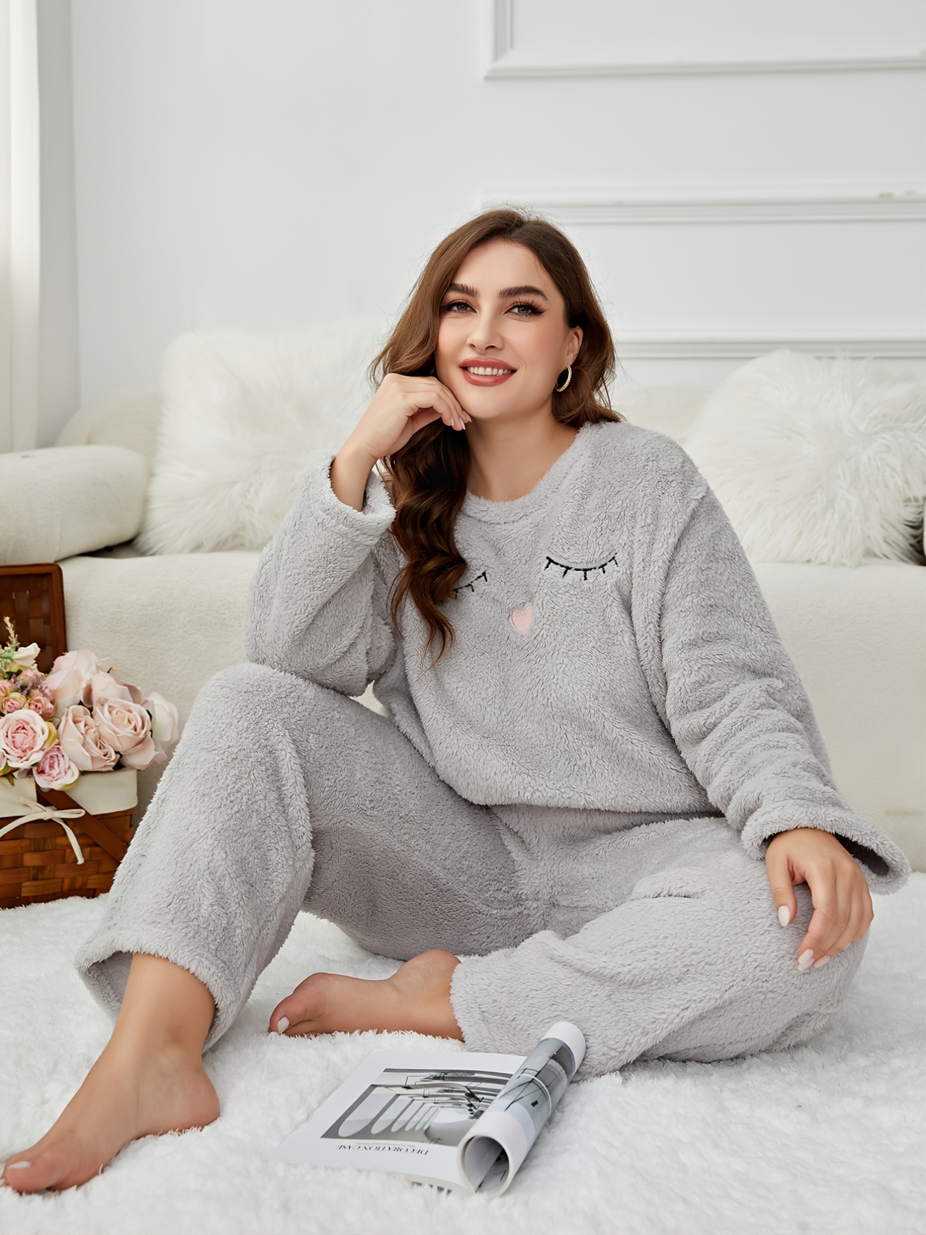 Soft Warm Pajamas Set Comfortable Long Sleeve Pajama Top - Temu