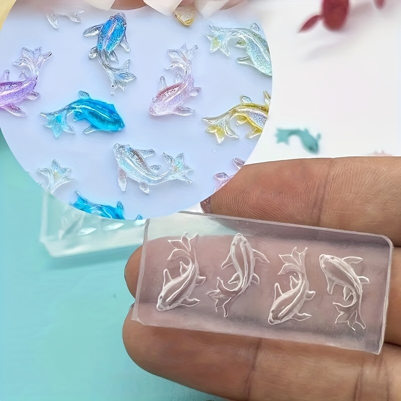 Lucky Carp Fish Shapes Silicone Resin Mold Jewelry Fishtail UV Epoxy Resina  _~~