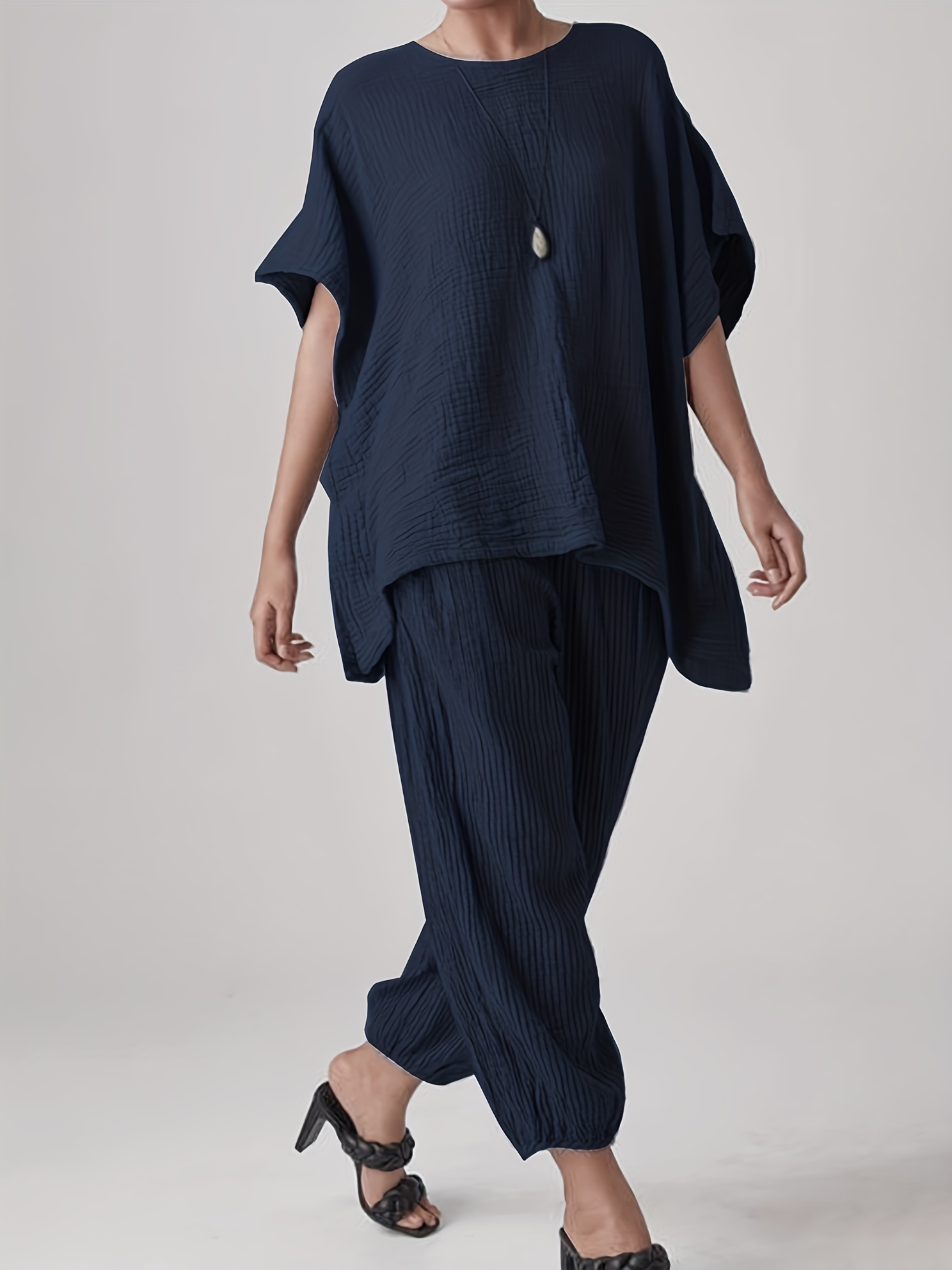 Solid Top & Wide Leg Pants 2 Piece Set