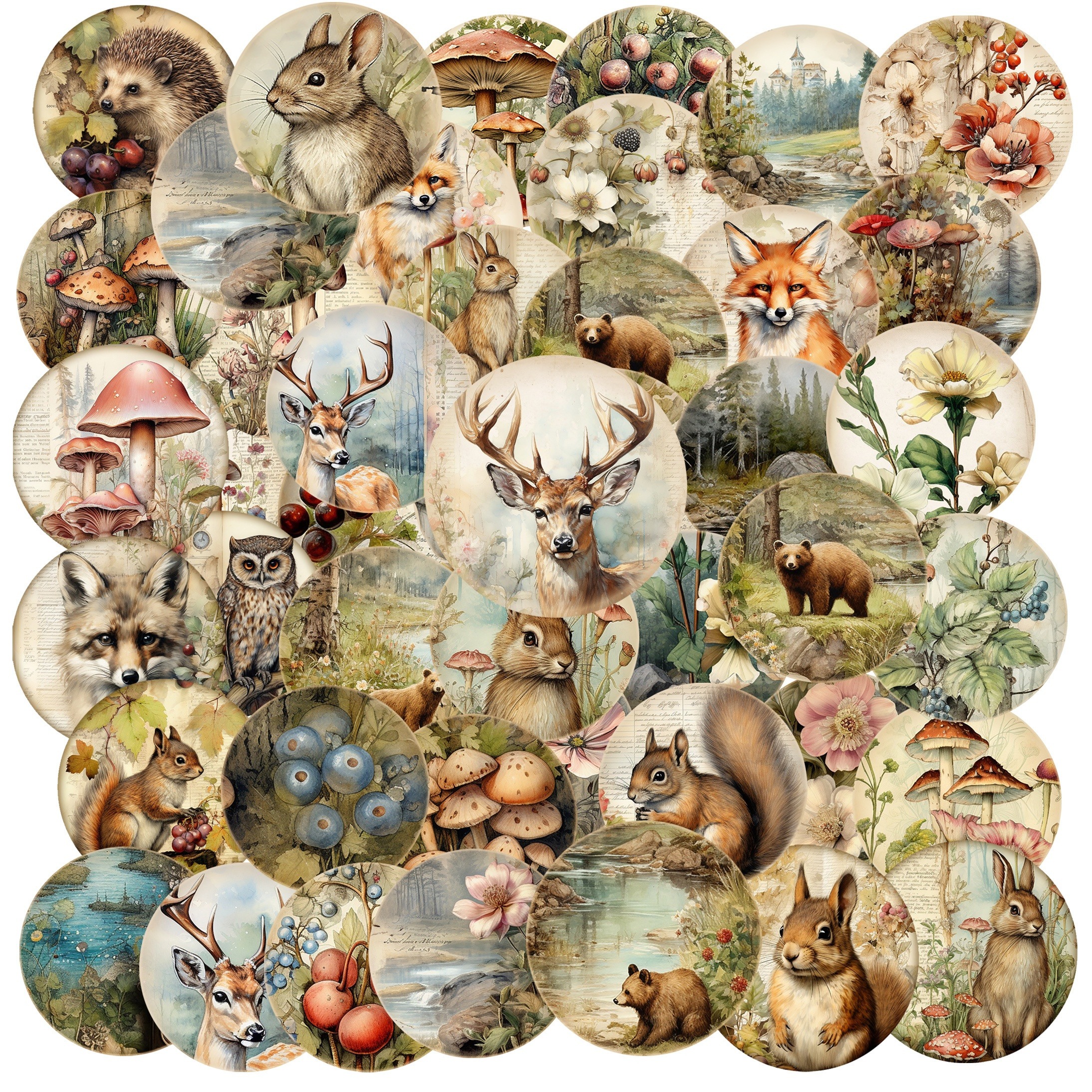 

96pcs Animal Forest Theme Diy Self-adhesive Decorative Sticker, Perfect For Diy Crafts, Gift Wrapping, Scrapbooking Supplies, Bullet Journals, Water Bottle, Greeting Card Decoration