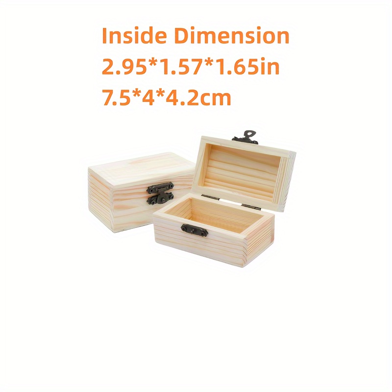 2 Pack Wooden Box Wooden Box Small Wooden Box With Lid Unfinished Wooden  Box Wooden Jewelry Box Treasure Chest Mini Wooden Storage Box Birthday  Weddin
