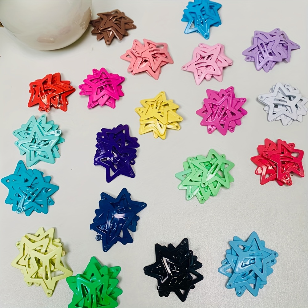 

40 Pcs Colorful Star Pattern Hair Clips Snap Clips Bb Clips Side Clips Bangs Clips Y2k Hair Accessories For Women