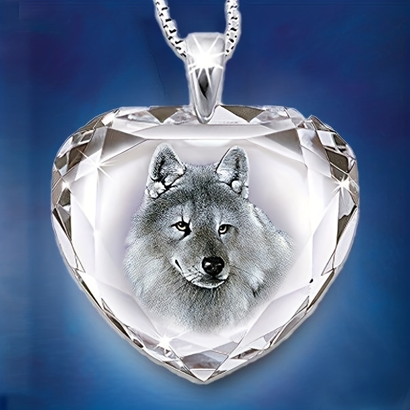 Girls Heart Shaped Wolf Pendant Necklace Jewelry Gift For - Temu