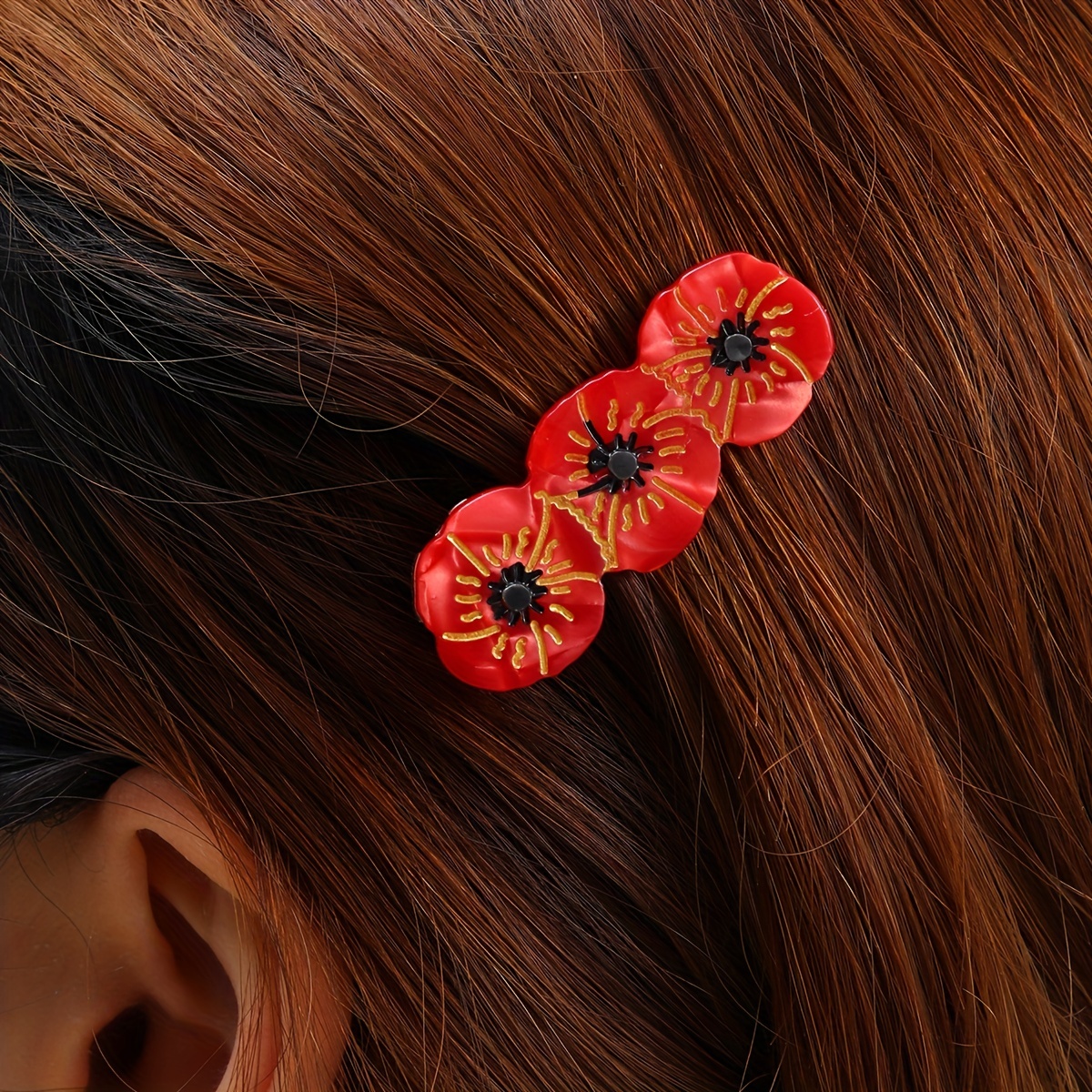 Red Rose Flower Hairpin Twist Clips Rhinestone Violin Hair Clip For Girls  Headwear Womens Fashion Hair Accessories - Jewelry & Accessories - Temu