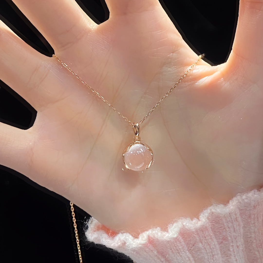 cherry     crystal necklace female luxury niche clavicle chain oval shape pendant neck jewelry 4