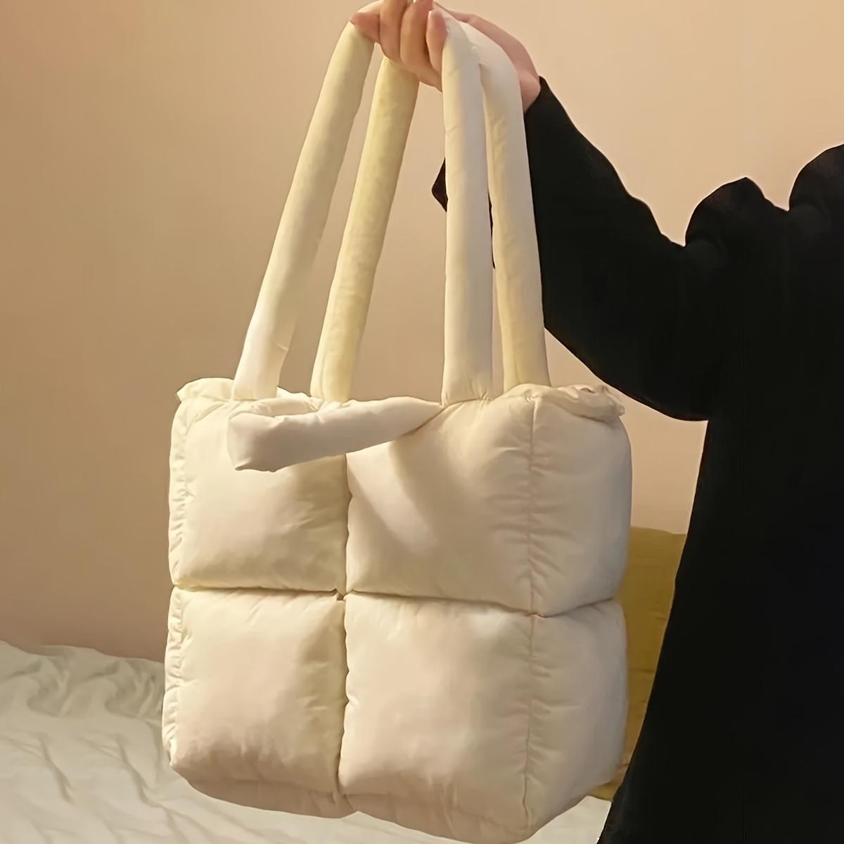 Fashion Quilted Tote Bag For Women, V-shaped Shoulder Bag, Large Capacity  Underarm Purse - Temu