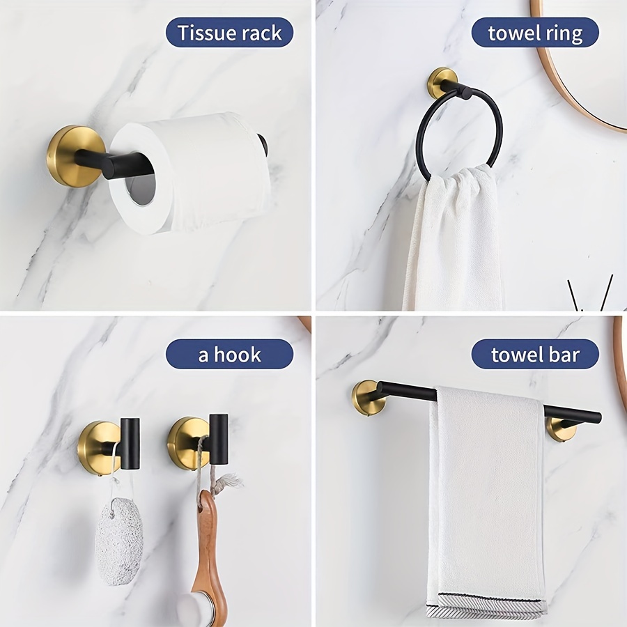 Bathroom Hardware Kit Towel Strip Tissue Holder Clothes Hook - Temu New  Zealand