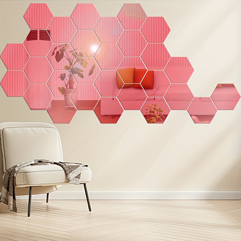 6/12pcs 3D Mirror Wall Sticker Hexagon Decal Home Decor DIY Self-adhesive  Mirror Decor Stickers