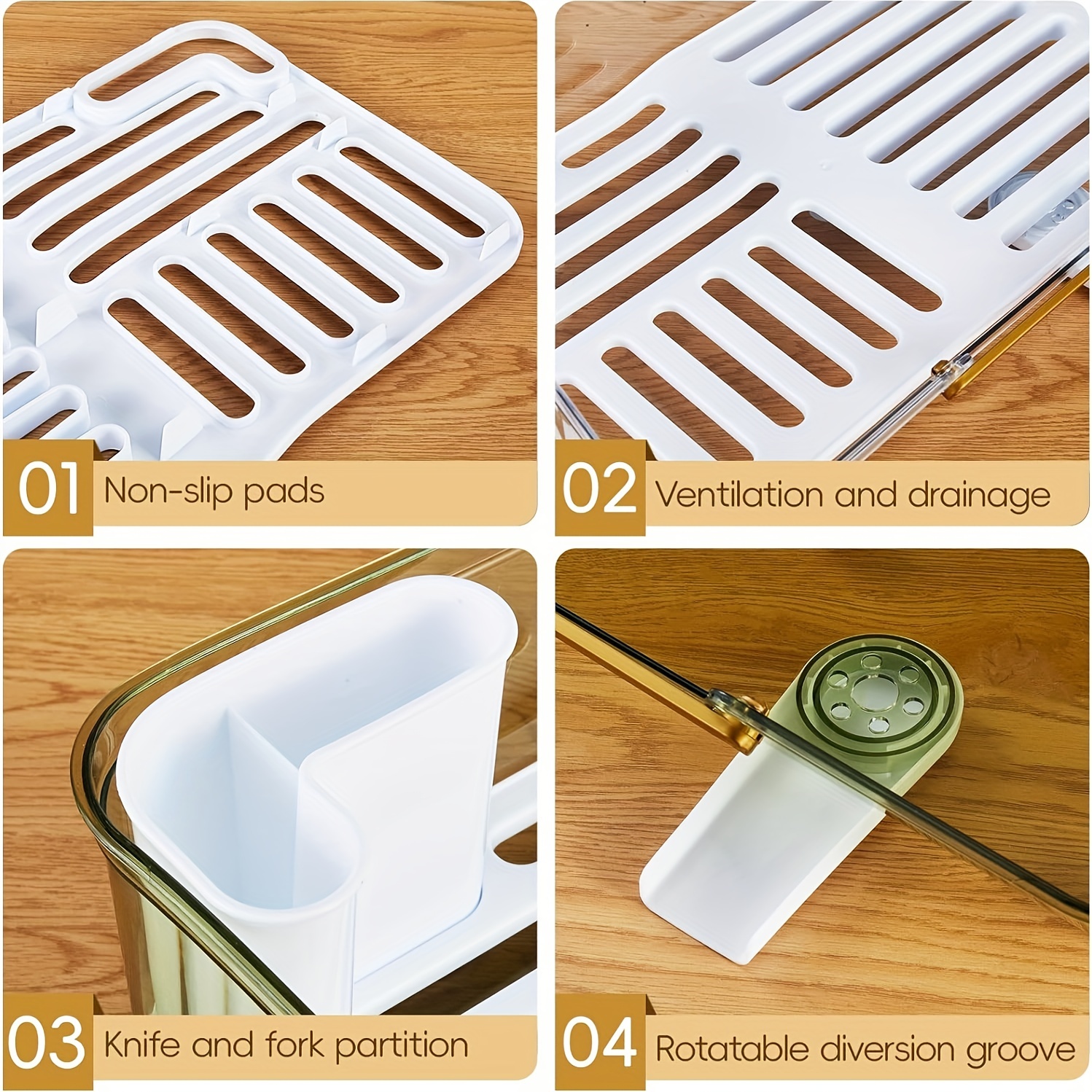 Dish Drying Rack For Kitchen Counter, Sink Organization And Storage, Dish  Rack With Drainboard And Utensil Holder Easy To Drain And Clean,, Luxury  Green - Temu