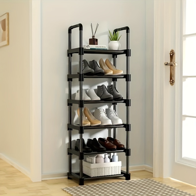 Shoe Rack Tier 4 & 5, Narrow Shoe Organizer with Steel Frame, Shoe