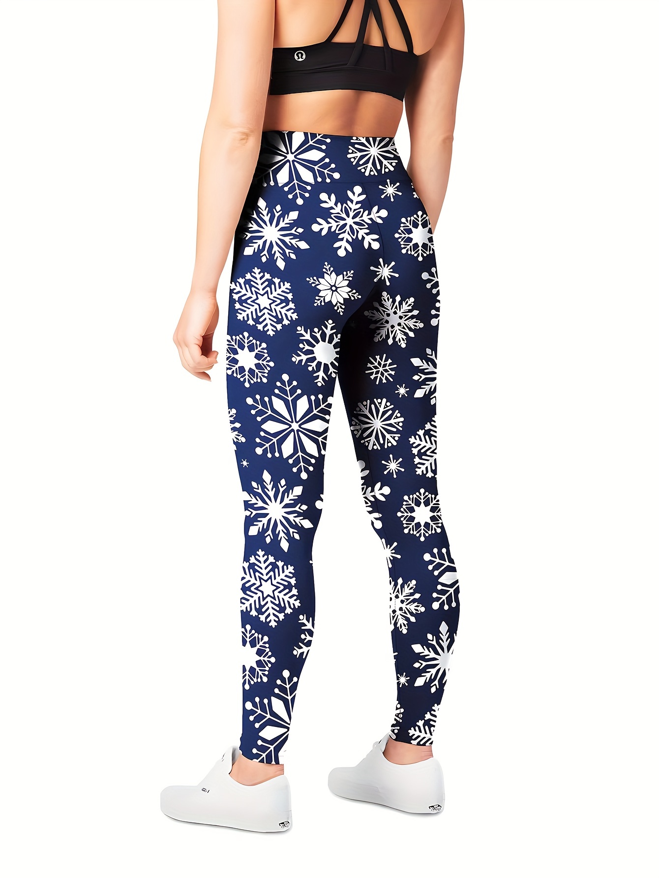 Christmas Print Ankle Leggings 1 inch Elastic Waisted with Christmas Tree  Deer and Snow - Its All Leggings