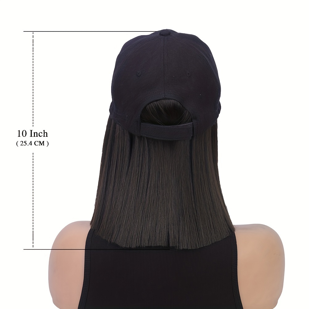 Hat Wigs 10インチショートストレートボブウィッグ野球帽合成繊維