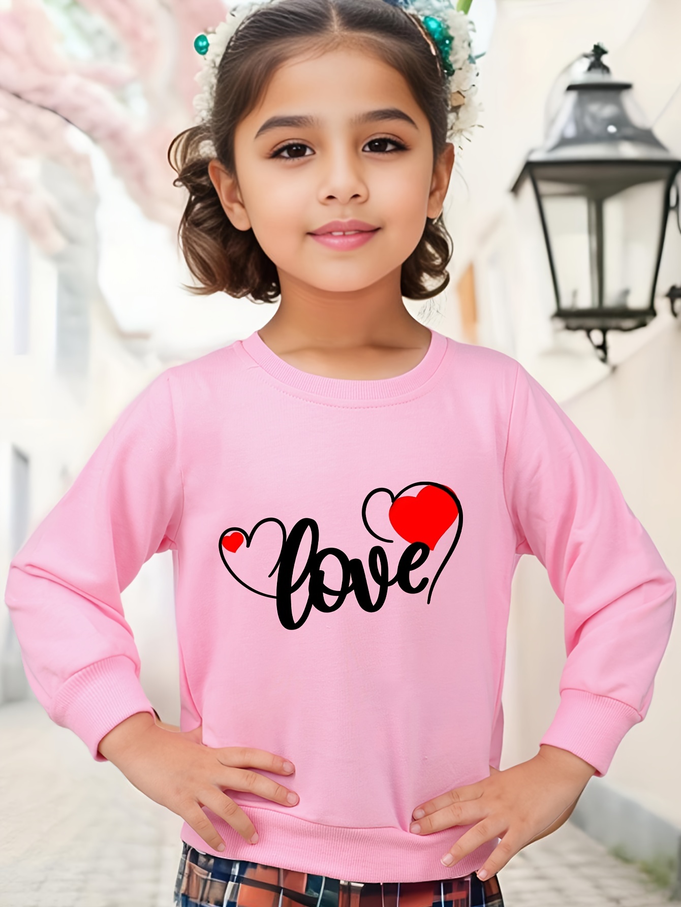 Valentines Day Love Print Girls Comfy Cotton Round Neck Temu Ireland