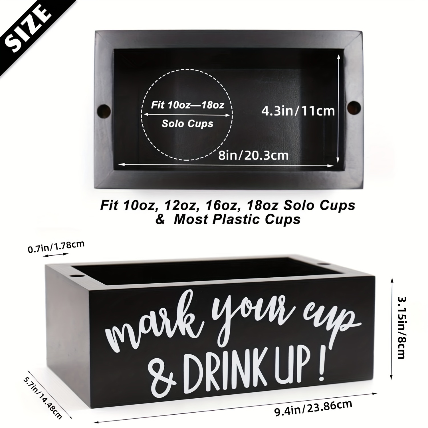 Solo Cup Holder Dispenser Wall Mounted With Marker Mount 18oz 