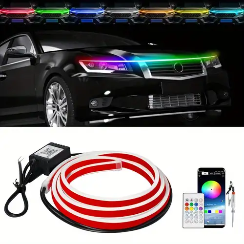 YM E-Bright Luci a LED Esterne per Auto Hood, Luci a LED Esterne per  Auto,Scan Start Striscia Luminosa per Cofano Auto, IP68 Impermeabile LED  Luci