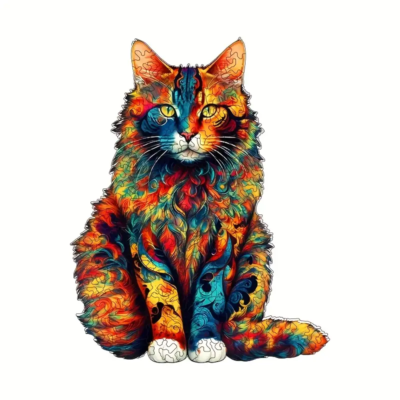 Color changing Cat Wooden Puzzle Irregular Animal shaped - Temu