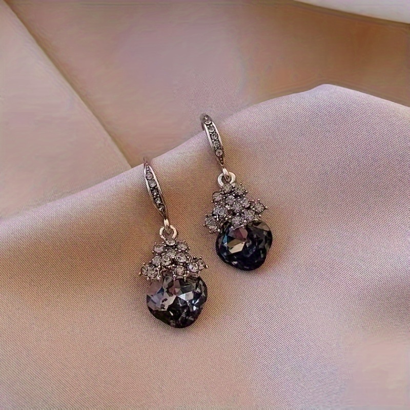 

1 Pair Men's Black Flower Pendant Earrings, Holiday Party Ear Jewelry