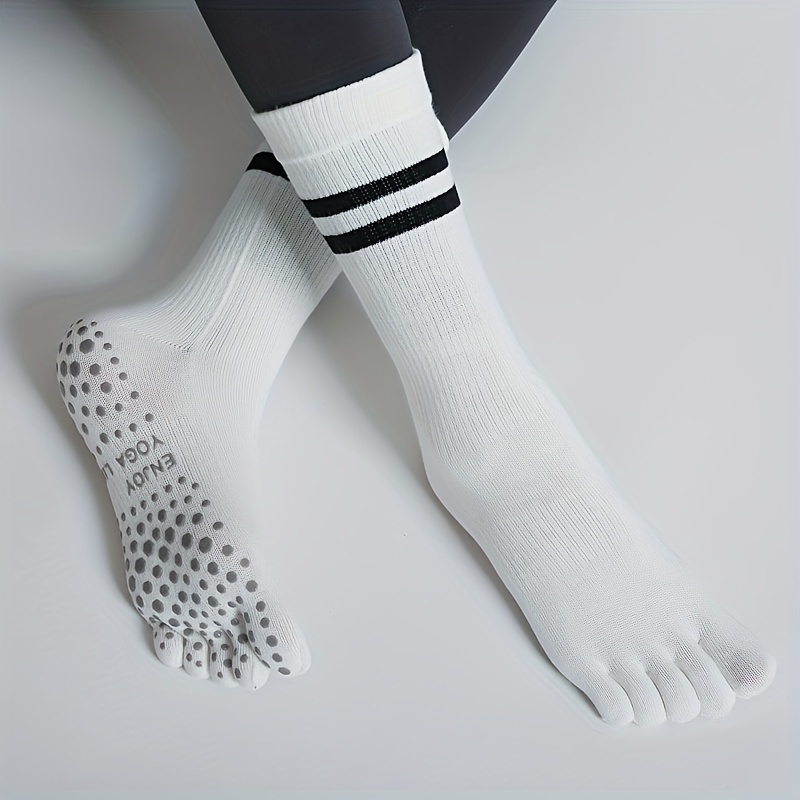 Five Toe Split Mid Calf Grip Socks Non slip Thermal Yoga - Temu Philippines