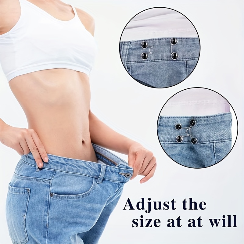 2pcs/set Jean Waist Tightener Adjustable Pant Button Pins Button For Jeans  Too Big Waistband Tightener Pants Clips For Waist - No Sewing Required, Whi
