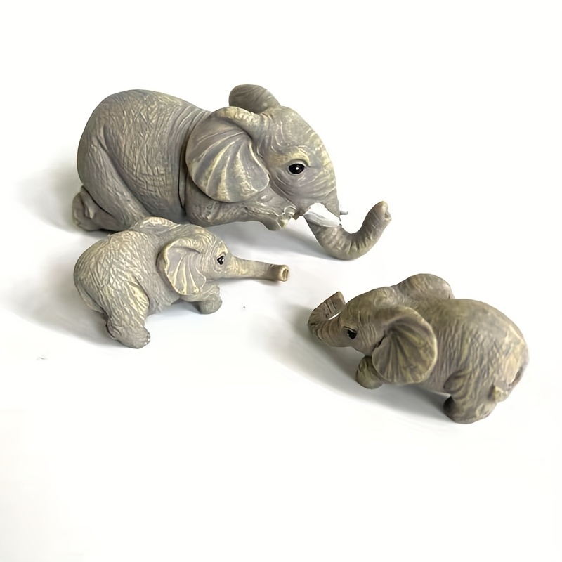 Juego de 3 estantes coleccionables de elefantes, elefantes colgantes en el  borde, decoración de repisa, figuras de resina pintadas a mano para