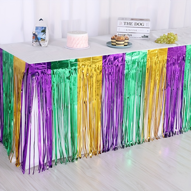 Hawaiianische Tischröcke – 4 Stück, Je 274,9x74,9 Cm, Aus Polyester (Gras-Optik), Für Luau-, Strand- & Sommerpartys, Einfach Zu Befestigen