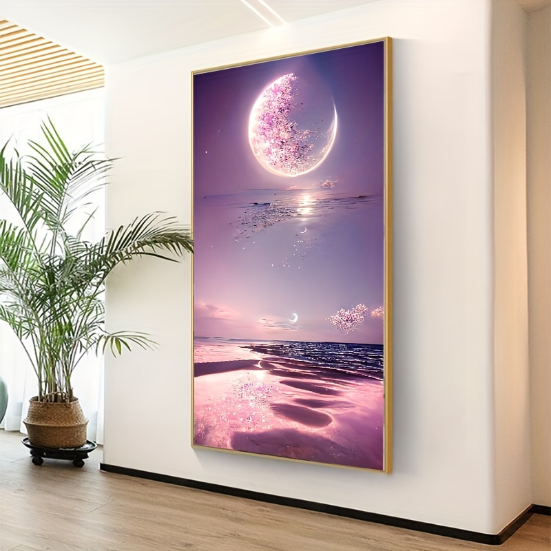 New Large Size Diamond Painting 5D DIY Beach Landscape Decorative Painting  Frameless Living Room Bedroom Decoration Gift Painting 40*70cm/15.7*27.5in