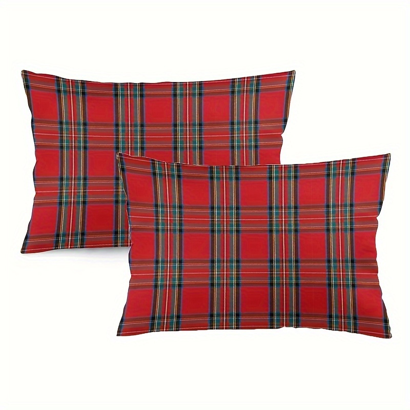 Throw Pillow Red Tartan Plaid Pattern 