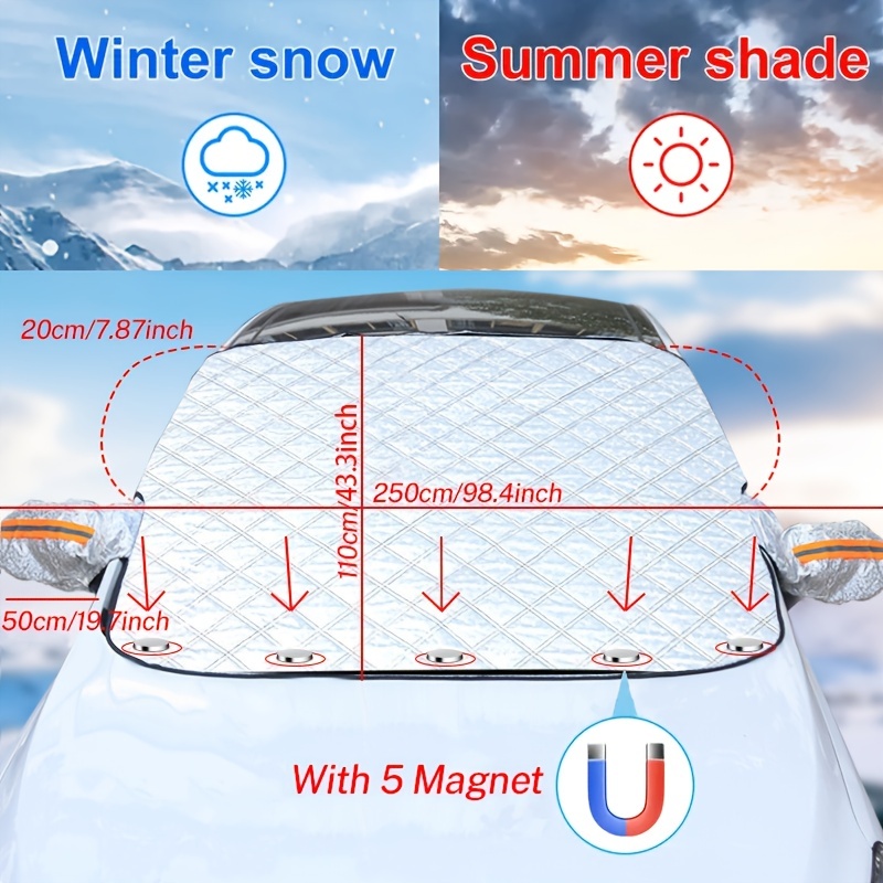 VADO VLTRA Auto-Heckscheiben-Schnee-Abdeckung, Eisschutz-Folien, Schnee,  Windschutzscheibe, Sonnenschutz, Heckscheiben-Abdeckung mit 2 elastischen