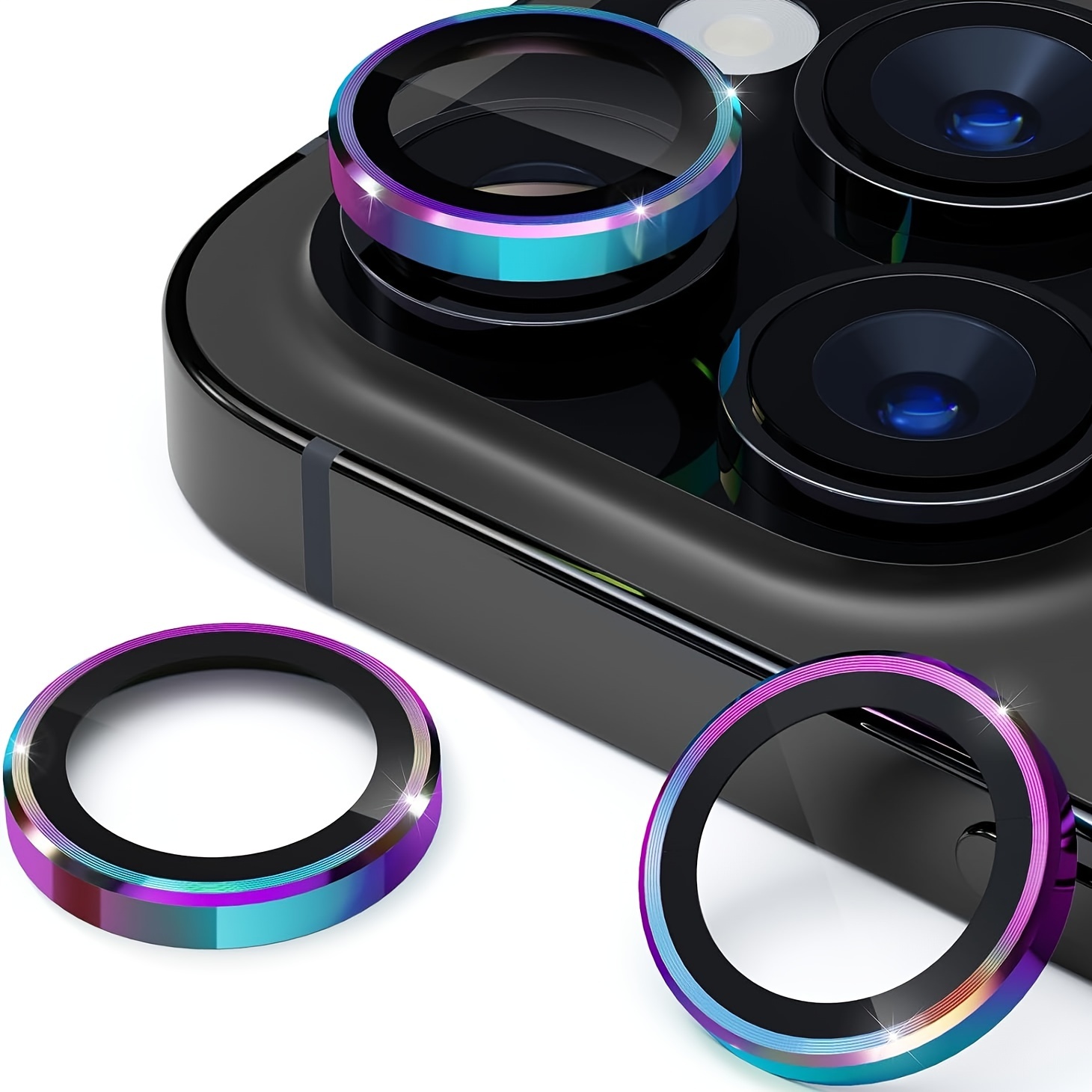 

3pcs Camera Lens Protector For 15 Pro Max 14 Plus 13 12 Mini 11 Pro Max Rear Lens Circle Camera Film Tempered Glass Multicolor Colorful Lens Film Protective