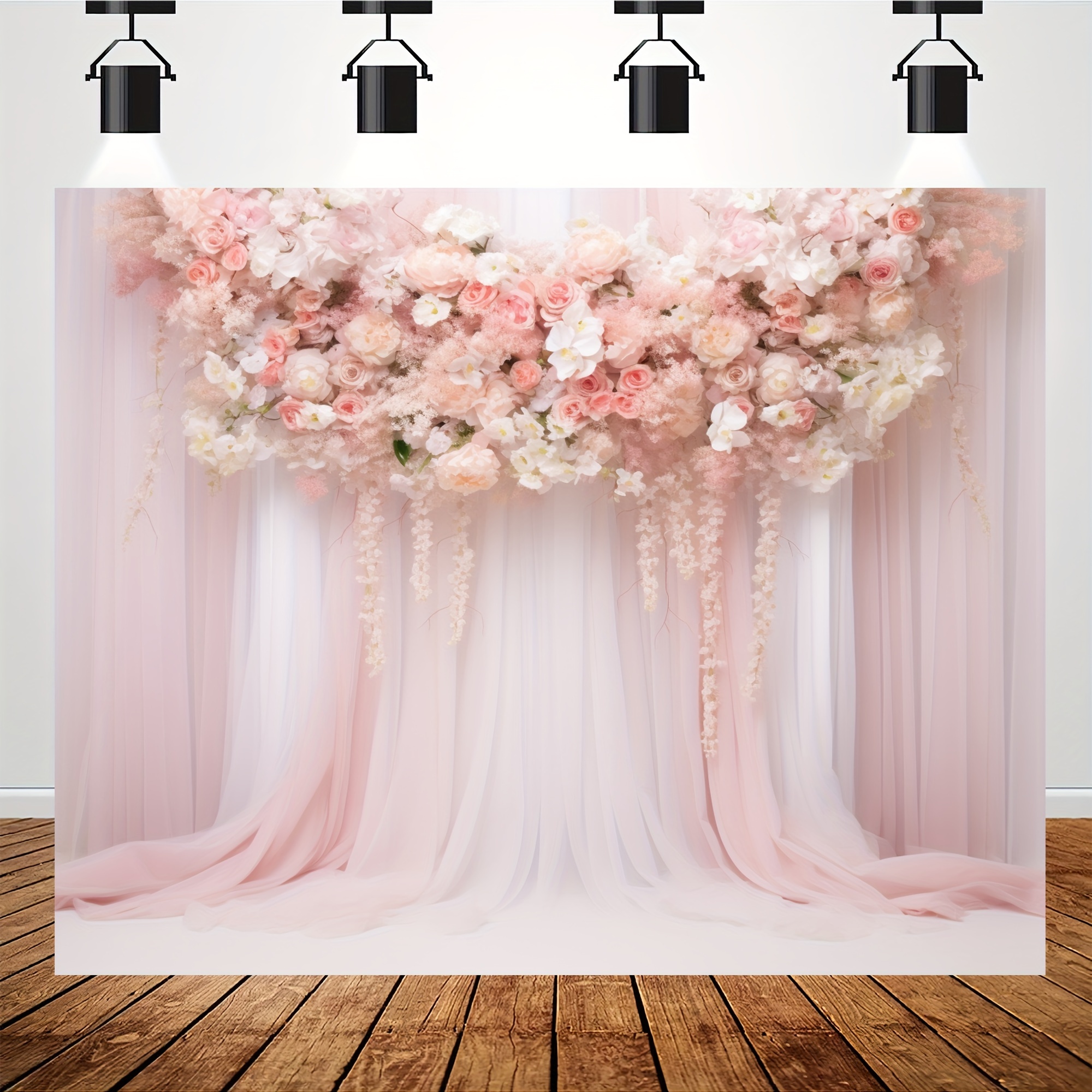 The beautiful backdrop with pink fabric decoration with various