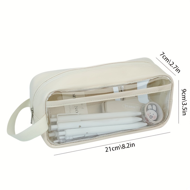 Kawaii Makeup Storage Bag Waterproof Transparent Pencil Case Large Capacity  Pvc Pen Bag Korean Style Cute Cartoon Travel Pouches - Temu Italy