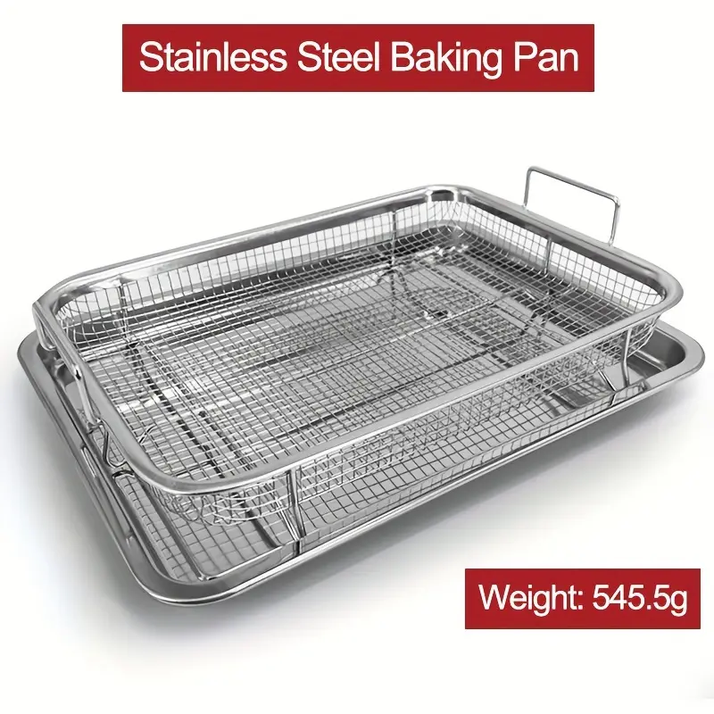 Stainless Steel Air Fryer Basket And Pan For Oven, Stainless Steel