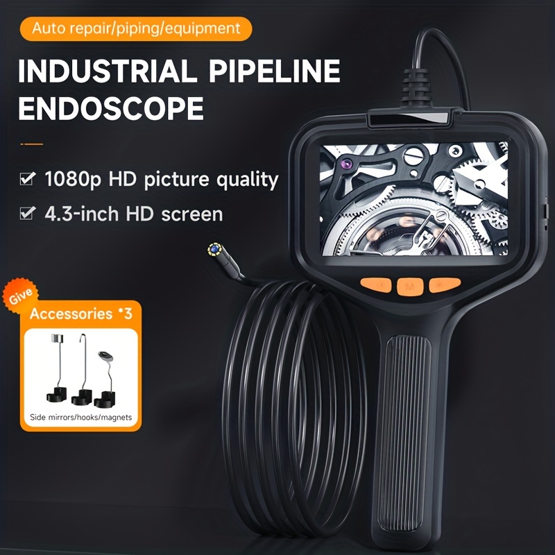  Endoscope Camera, 1080P HD Digital Borescope with Light, 32GB  Industrial Inspection Camera 4.3 Inch LCD Screen, Snake Camera IP67  Waterproof 16.5FT Semi-Rigid Cable : Industrial & Scientific
