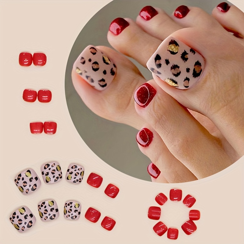 Haute Red Mixed W Leopard Animal Print Press on Nails Any Shape Fake Nails  False Nails Glue on Nailest -  Canada