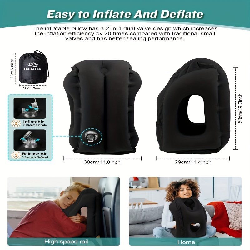  POSTURELY Inflatable Travel Lumbar Back Support Pillow  Self-Inflating for Airplanes, Car or Desk (Black) : Home & Kitchen