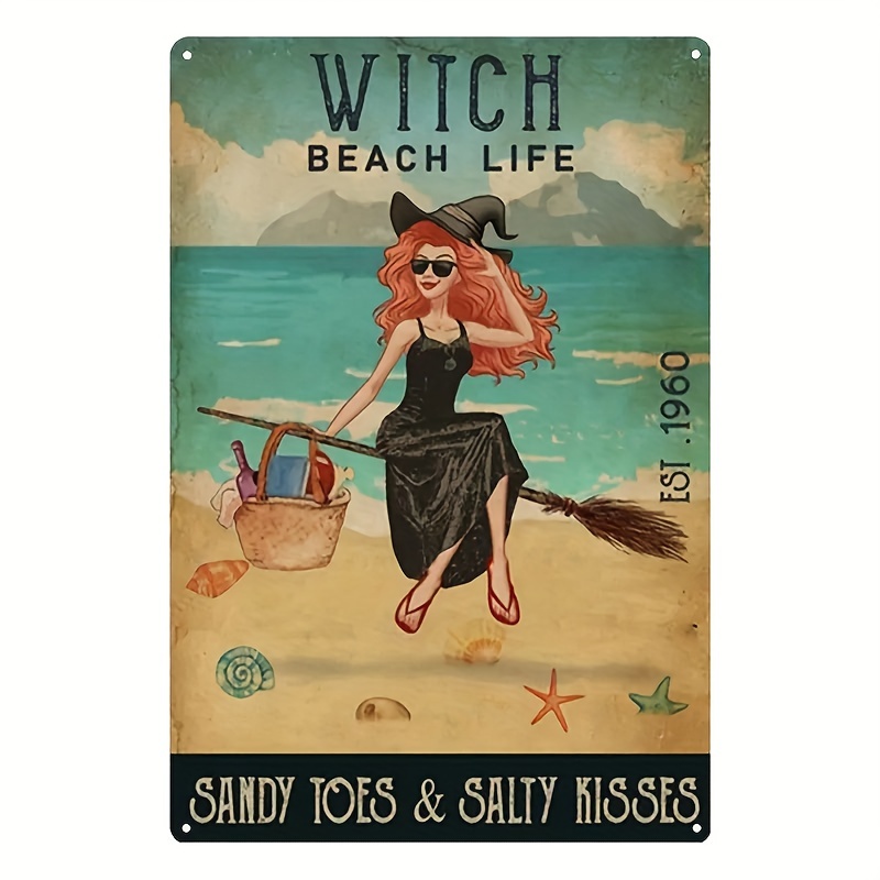 1pc Witch Beach Life Halloween Divertido Cartel De Metal - Temu Spain